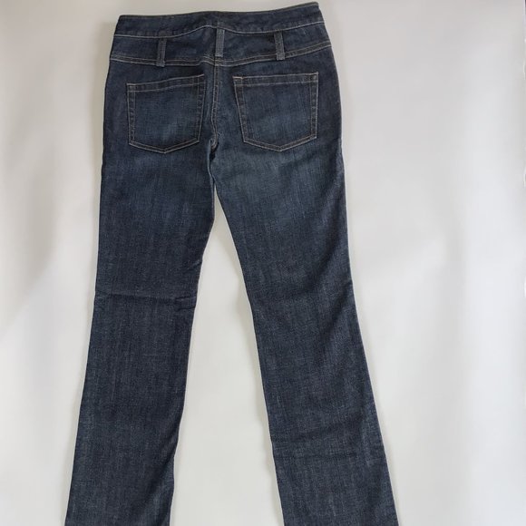 ELIE TAHARI WOMENS SIZE 2P STRAIGHT LEG DARK WASH BLUE JEANS WITH DROP WAIST - Picture 3 of 7